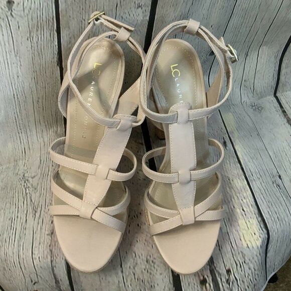 NEW Lauren Conrad Pink Blush Josephine Strappy Chunky Platform Sandals Size 8 - Picture 6 of 8